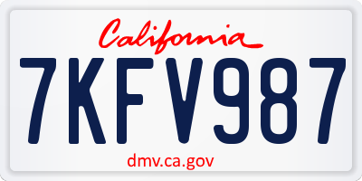 CA license plate 7KFV987
