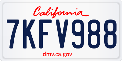 CA license plate 7KFV988