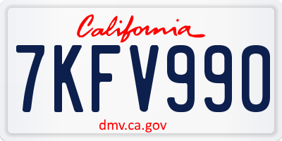 CA license plate 7KFV990