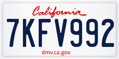 CA license plate 7KFV992