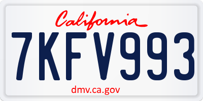 CA license plate 7KFV993