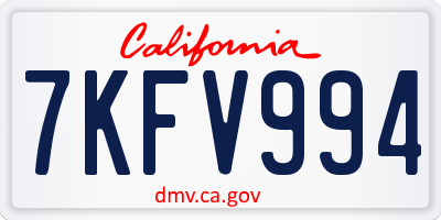 CA license plate 7KFV994