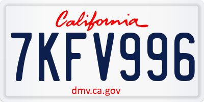 CA license plate 7KFV996