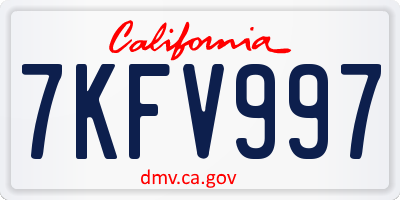 CA license plate 7KFV997