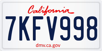 CA license plate 7KFV998