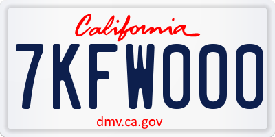 CA license plate 7KFW000