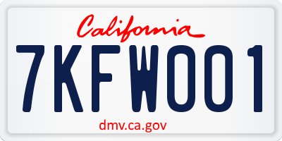 CA license plate 7KFW001