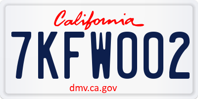 CA license plate 7KFW002