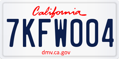 CA license plate 7KFW004