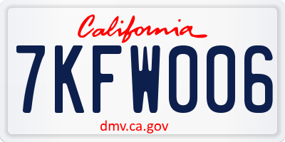 CA license plate 7KFW006