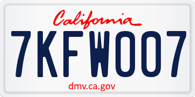 CA license plate 7KFW007