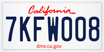 CA license plate 7KFW008