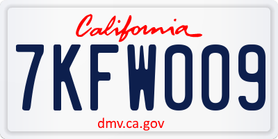 CA license plate 7KFW009