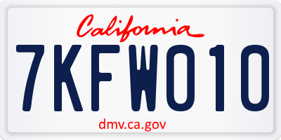 CA license plate 7KFW010