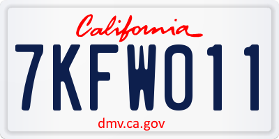 CA license plate 7KFW011