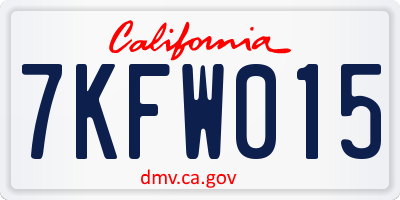 CA license plate 7KFW015