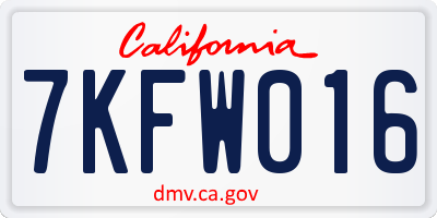 CA license plate 7KFW016