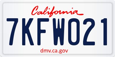 CA license plate 7KFW021