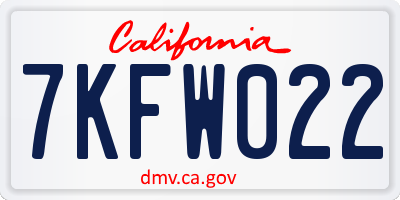 CA license plate 7KFW022