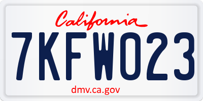 CA license plate 7KFW023