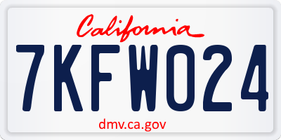 CA license plate 7KFW024