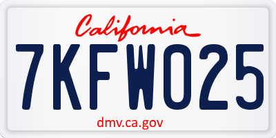 CA license plate 7KFW025