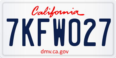 CA license plate 7KFW027