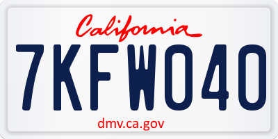CA license plate 7KFW040
