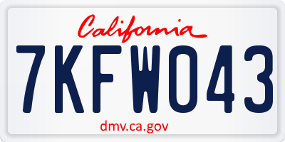 CA license plate 7KFW043