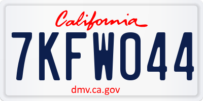 CA license plate 7KFW044