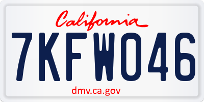 CA license plate 7KFW046