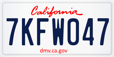 CA license plate 7KFW047