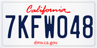 CA license plate 7KFW048
