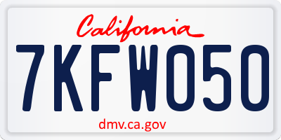 CA license plate 7KFW050