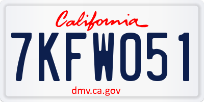 CA license plate 7KFW051