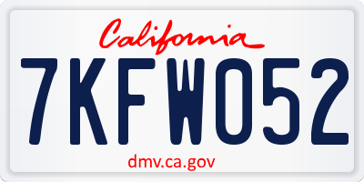 CA license plate 7KFW052