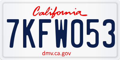 CA license plate 7KFW053