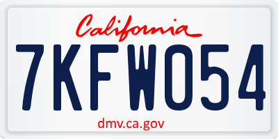 CA license plate 7KFW054