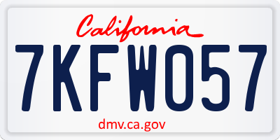 CA license plate 7KFW057