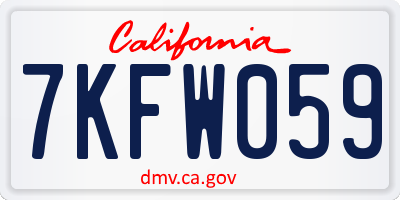 CA license plate 7KFW059