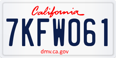 CA license plate 7KFW061