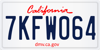 CA license plate 7KFW064
