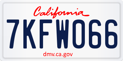CA license plate 7KFW066