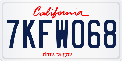 CA license plate 7KFW068