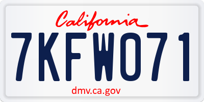 CA license plate 7KFW071