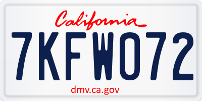 CA license plate 7KFW072