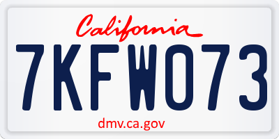 CA license plate 7KFW073