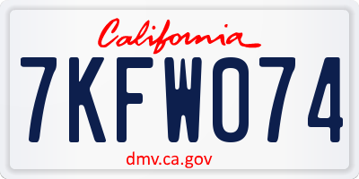 CA license plate 7KFW074