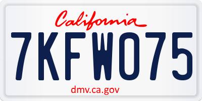 CA license plate 7KFW075