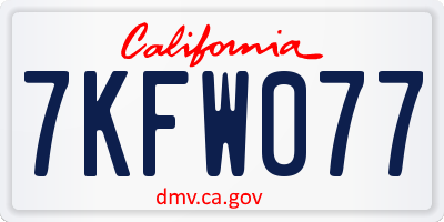 CA license plate 7KFW077